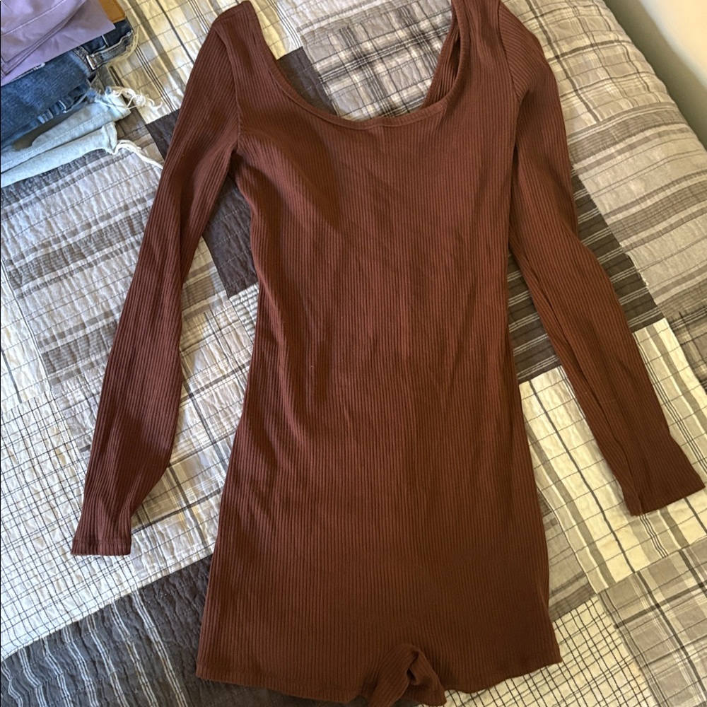 PINK Victoria's Secret Brown Long Sleeve Romper